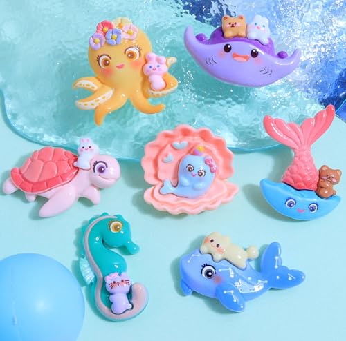 Image of 53pcs Mini Ocean Resin Animals Tiny Sea Animals Figurines Colorful Aquarium Ornaments Decorations for Fish Tank Potted Micro Fairy Garden(MiniAnimals-Ocean-53Pcs)