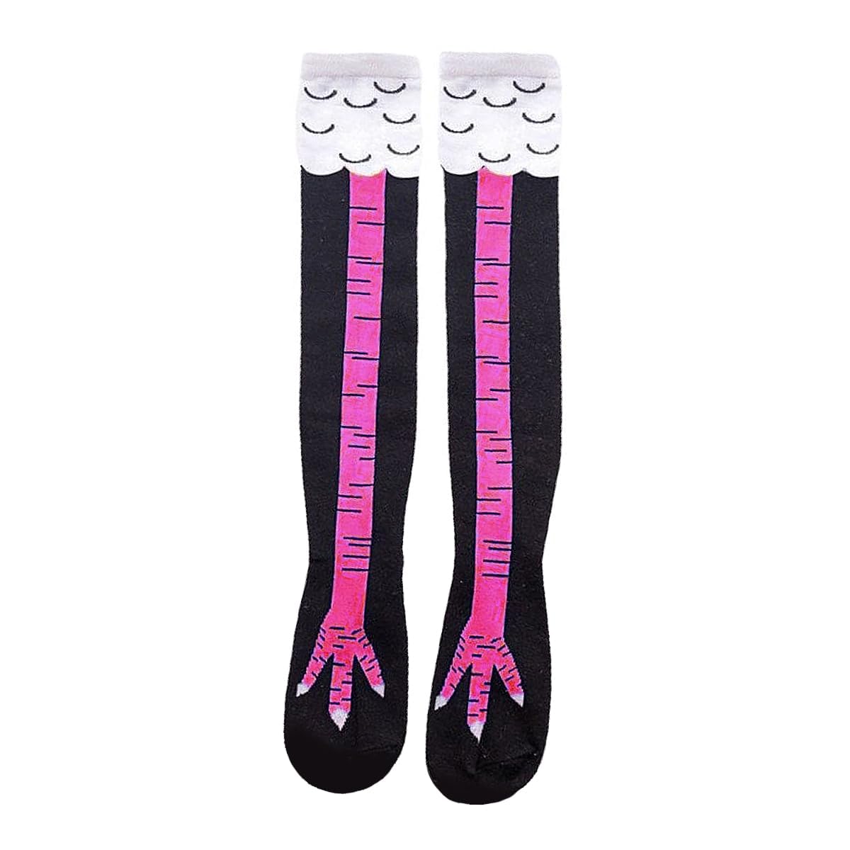 Tabanzhe1 Pair Chicken Legs Socks - Crazy Funny 3D Cartoon Animal Socks, Knee-High Casual Cotton Socks for Cosplay and Hen Party Accessories