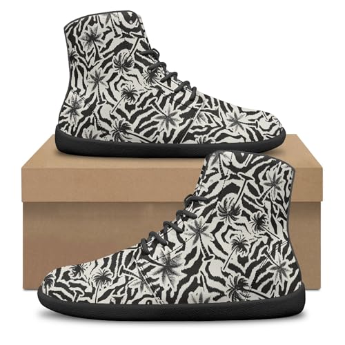 Image of Fashion Print Womens Mens High Top Barefoot Sneakers Flat Shoes
