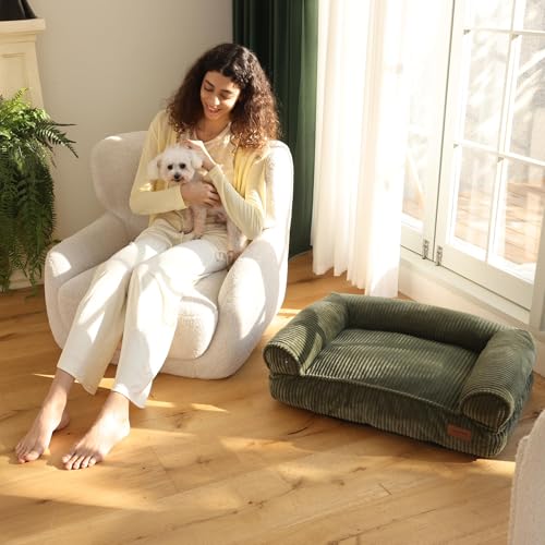 FUKUMARU-Katzensofa-Bett-Corduroy-Gemutliches-Katzenbett-fur-drinnen-mit-abnehmbarem-waschbarem-Bezug-Stutzendes-Anti-Rutsch-Hundebett-Sofa-fur-kleine-Hunde-72-x-52-x-22-cm-Mittel-Grun | Dealmeister.io Alt tag für bilder post titel