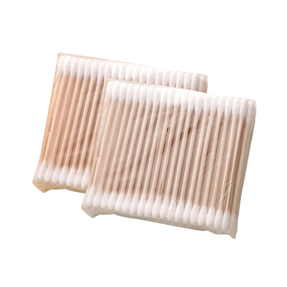 Beavorty Coton-Tiges Jetables Double Embout 500 Pièces Bâtonnets En Bois 8X7X2Cm Nettoyage Oreilles Maquillage Soins Plaies Usage Sanitaire