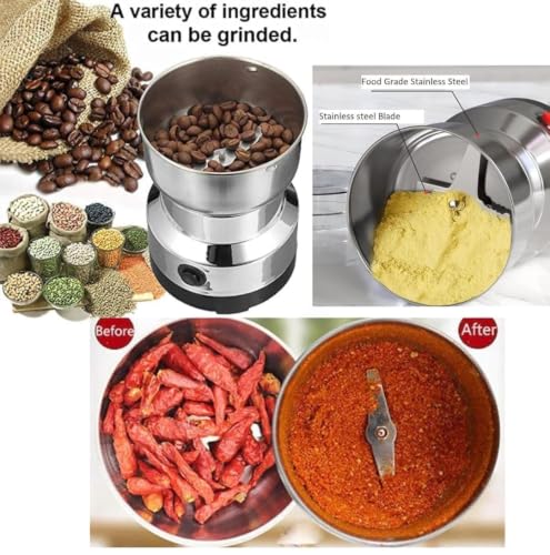 Image of KASHTHABHANJAN PHARMA Nima Mixer Grinder Smash Machine Stainless Steel Multifunctional Electric Grinder & Chopper Dried Spice Hurbal Masala Coffee Beans, Nuts & Grains (Silver)