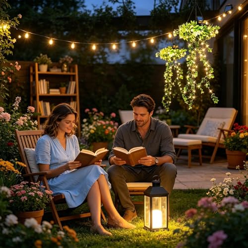 Cadena LED de enredadera artificial con panel solar para decoración de terrazas 3