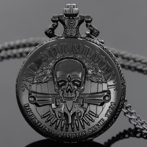 Image of Tiong Vintage Pocket Watch Engraved Cowboy Skull Wolf 3D Pattern Arabic Numerals Quartz Pocket Watch with Chain Best Gifts