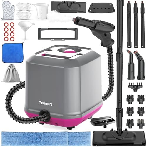 Yousmart Steam Cleaner Handheld, 2000W High Power, 1200ml Tank, 25-Piece Accessories, 2 Adjustable Steam Modes, Multi-Surface Stain Removal, Perfect for Floor, Carpet, Sofa, Window, Car, Chemical-Free