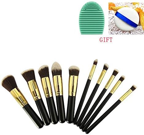 Smilesun vSynthetic Makeup Brushe - 10 Piece Black / Gold