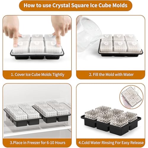 Image of Premium Combo of Large 3D Crystal Square Ice Cube Tray & Football Shaped Silicone Molds for Chilling Drinks, Chocolates, Juice, Jelly and Many More. Pack of 2 (Orange)