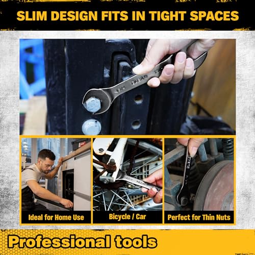ELEAD 9-Piece Super-Thin Open End Wrench Set, SAE 1/4"-1-1/16", CR-V Nickel Plated, 3 mm Thickness Ultra-Slim Wrench Set for Tight Spaces, Durable Roll-Up Pouch for Mechanics by ELEAD - Image 7