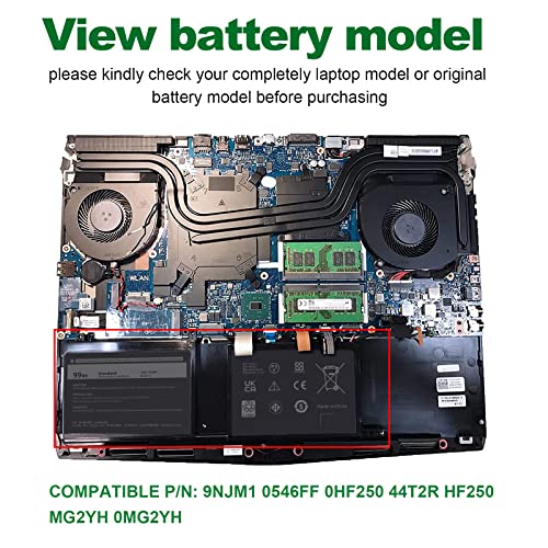 Futurebatt 9NJM1 Battery Replacement for Dell Alienware 17 R4 R5 15 R3 R4 Series P31E P69F P31E001 P31E002 P69F001 P69F002 HF25D 01D82 546FF 0546FF HF250 0HF250 0MG2YH 44T2R MG2YH