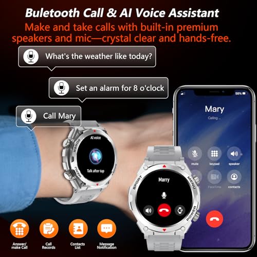 Military Smart Watch for Men with AI Q&A , 1.52