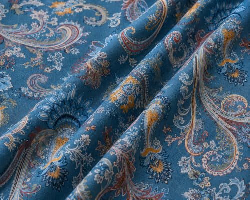 Image of Fitted Bedsheet Blue Paisley Floral Print Glace Cotton 210 TC | Single Size for Single Bed Fits 3 x 6.25 ft Mattress (36 x 75 Inch) | All Around Elastic | 2 Pillow Cover | 7 Inch Deep Pocket