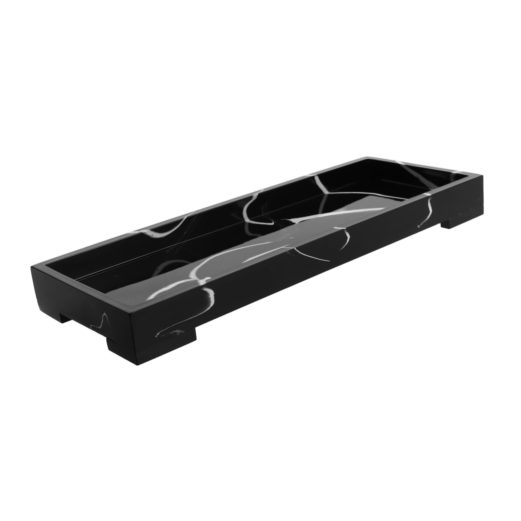 VOSAREA Resin Marble Tray Multifunctional Vanity Organizer for Bathroom Dresser and Toilet Tank Storage Space-efficient Decorative Tray for Jewelry Toiletries Home Decor Ink Style