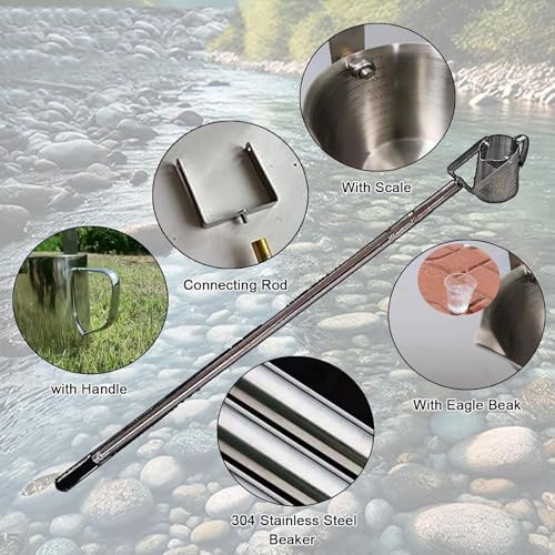 Muestreador de Agua telescópico con Vaso de precipitados de Acero Inoxidable y Varilla de muestreo Extensible para un análisis eficiente de la Calidad del Agua.