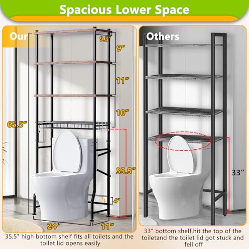 Over-The-Toilet-Storage-Shelf4-Tier-Bathroom-Organizer-Cabinet-Rack-And-Storage-Over-Toilet-With-Shelf-Waterproof-Feet-Pad-And-BasketMultifunctional-Space-Saver-Freestanding-Bathroom-ShelvesBrown