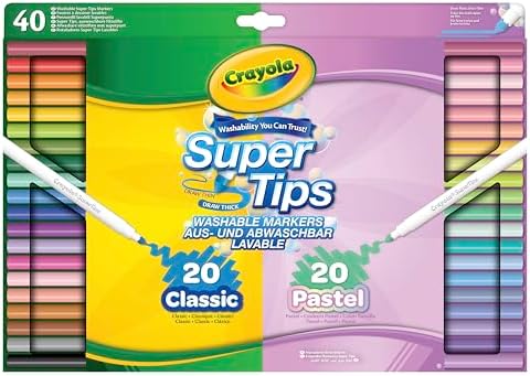 CRAYOLA SuperTips Washable Markers - Classic & Pastel Colours (Pa...