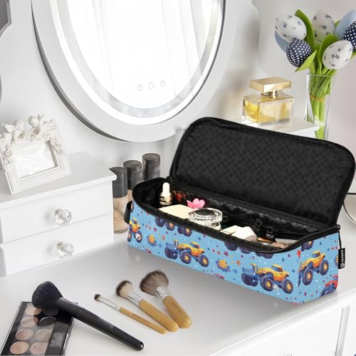 Bolsa de viaje Monster Truck Cute Marble para herramientas de cabello con tapete resistente al calor para planchas, rizadores y organizador portátil miniatura 7