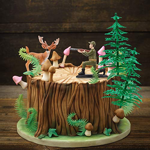 17 Pieces Deer Hunting Cake Topper Christmas Tree Cake Decorations Deer Hunting Theme Cake Topper For Birthday Party Deer Hunting Halloween Supplies #TOP5