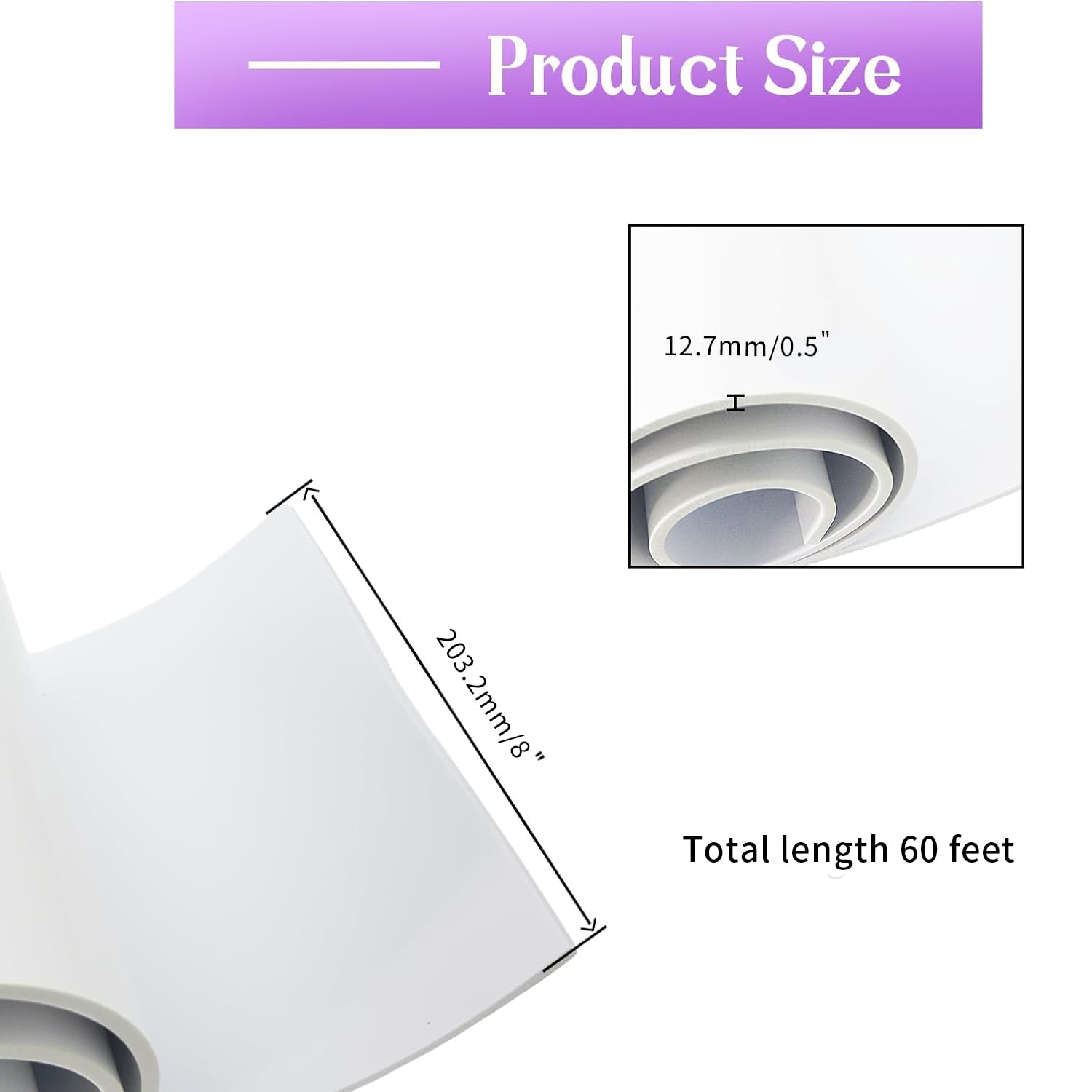 Qiveno Closed Cell Neoprene Foam Rubber Sheet with Adhesive - 60 x 8 x 1/2 Inch Multi-Function Insulation, Soundproofing, and Weatherproof Foam Padding Easy Cut DIY, White