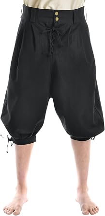 Gafeng Mens Medieval Pirate Pants Renaissance Viking Knight Warrior Costume Lace Up Halloween LARP Shorts