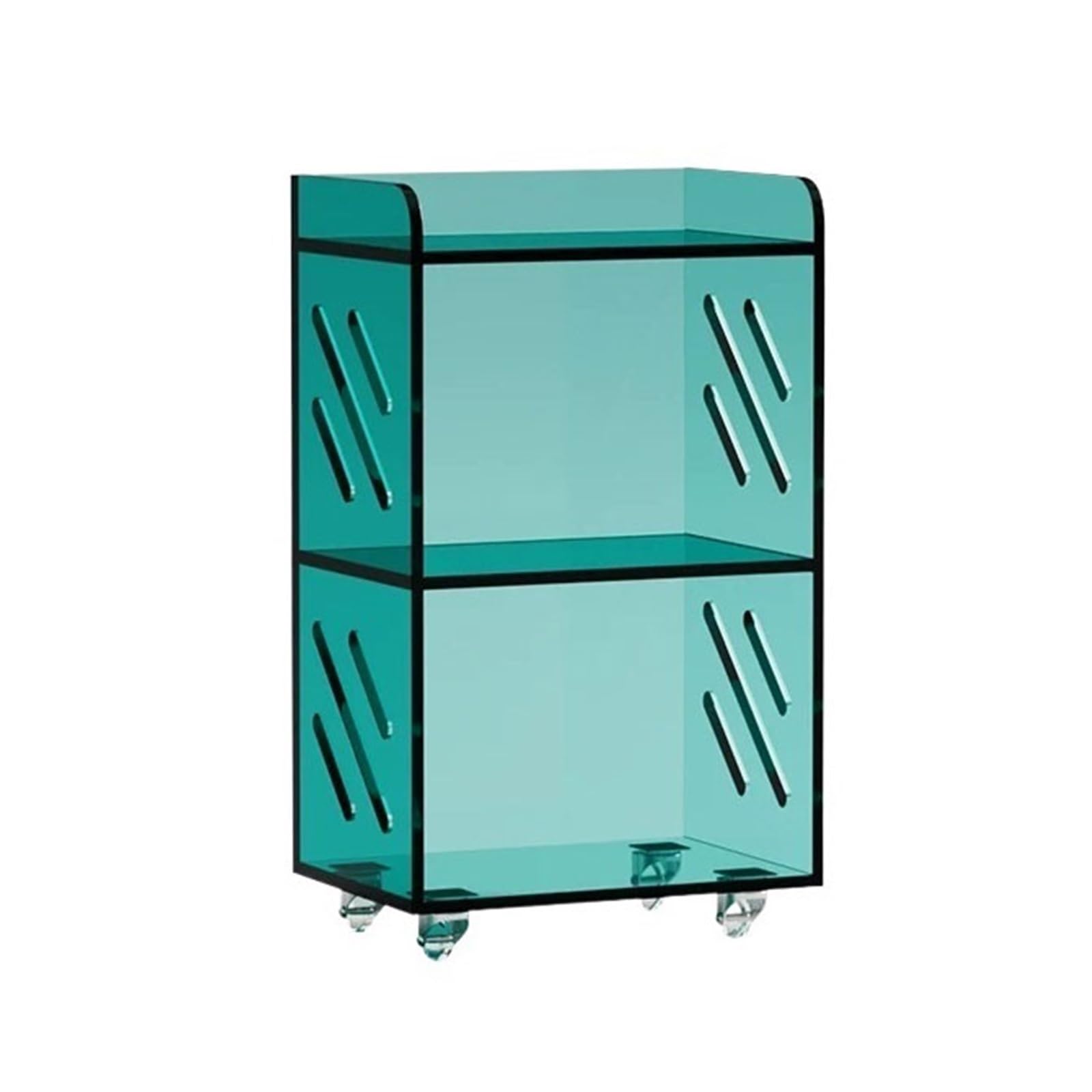 Shihan-2015 Bookcase Minimalism Mobile Acrylic Bookshelf with Wheels Floor-standing Storage Trolley Carts Display Shelf