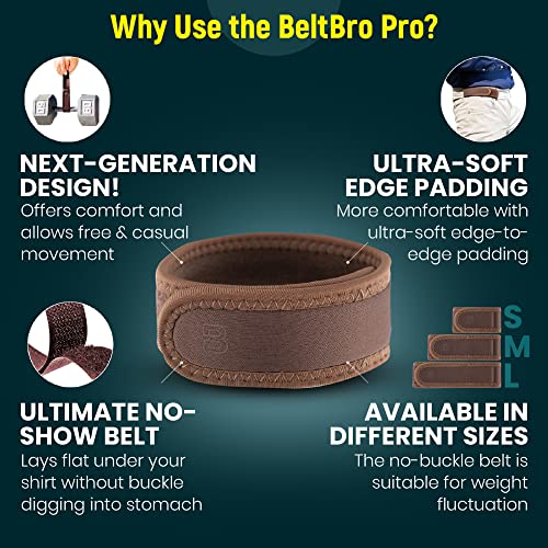 Image of BeltBro Pro for Men and Women Elastic No Buckle Invisible Belt Patented Metal Free TSA Soft Adjustable Side Tactical Belt