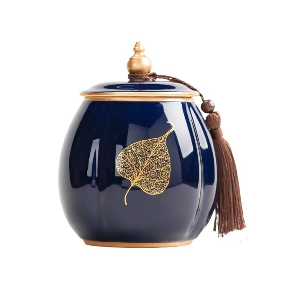 Bx9rE7tK3g Kitchen Storage Jar Ceramic Tea Canister With Sealed Lid And Tassel Beautiful Coffee Sugar Storage Organizer Containers Ceramic Tea Canister(Blue)