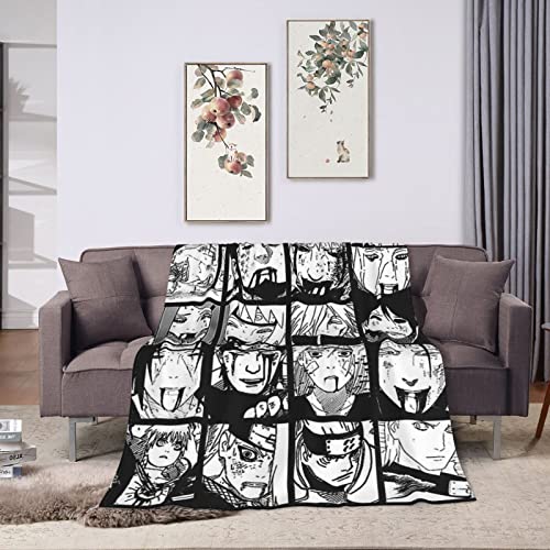 Black White Manga Blanket Flannel Fleece Soft Anime Throw Blankets For Couch Bed Chair Kids Boys Lightweight Personalized Warm Bed Blanket 60" X 50" #TOP5