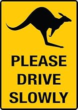 Drive Slowly Kangaroos Sign 8"x12" – Rust-Free Aluminum Pre-Drilled Holes, Weather Resistant for Australian Rural Home, Farm & Wildlife Area