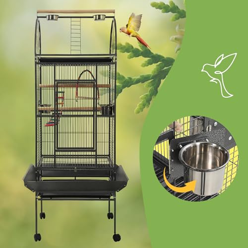 68'' Large Parrot Cage, Large Bird Cages for Parrots,Conure Cage for Birds, Cockatiel Cage with Play Top,Feeders,Slide-Out Tray,Seed Catcher,Birdcage Toys for Cockatoo,African Grey,Lovebird - Image 3