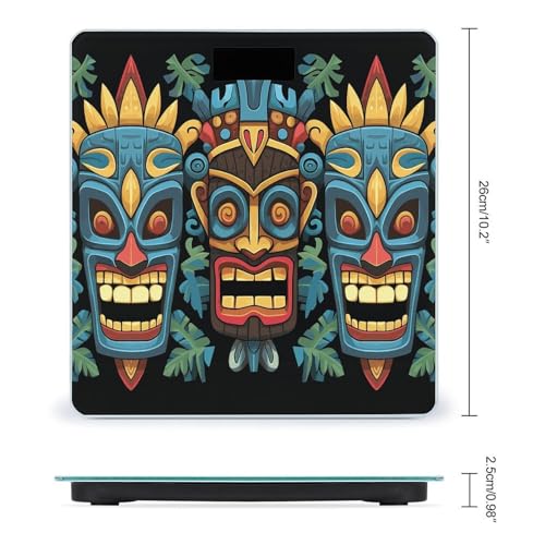 Báscula de baño digital con diseño Colorful Tiki Mask miniatura 2