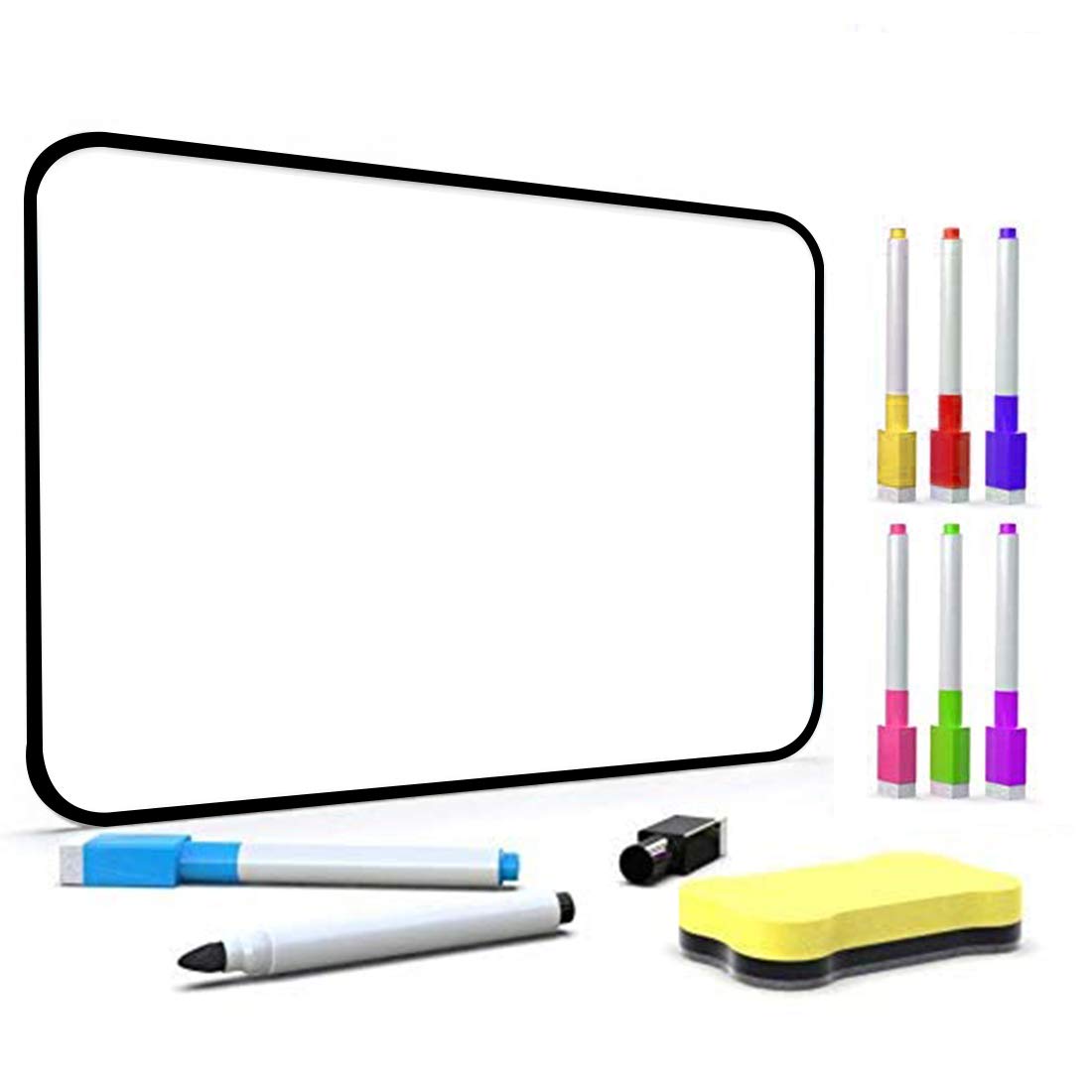 Dry Erase Whiteboard, DumanAsen Double Sided White Board with whiteboard pens and Eraser for School, Home, Office, Remote Learning (Black, 42cm*30cm)