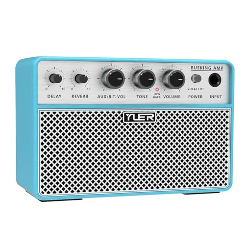 Image of YUER BA-10Pro 10W Portable Acoustic Guitar Amp, 6.35mm Dynamic Microphone Input Wireless 5.3, Reverb Delay, Vocal Remover, OTG Recording, 4000mAh Battery Rechargeable for Practice