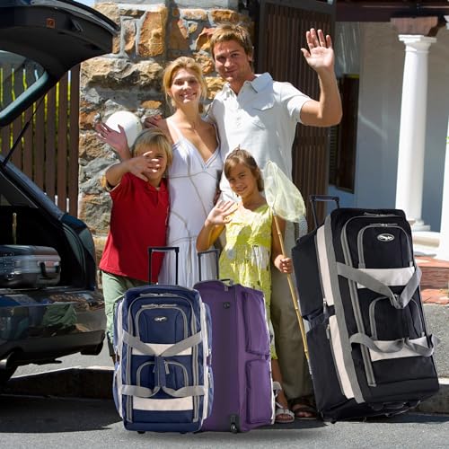 Olympia U.S.A. 33 inch Jumbo Size 8 Pockets Wheeled Rolling Duffel Bag Water Resistant Luggage Lightweight Travel Suitcase with Retractable Handle