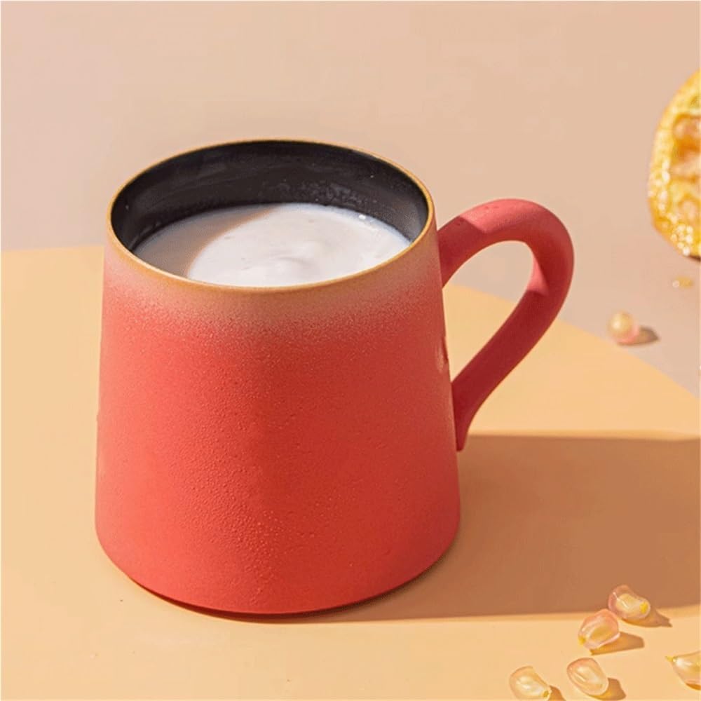 Ceramiczny zestaw kubków do kawy – 326 ml, duża kamionka dla mężczyzn i kobiet, unikalne glazurowane porcelanowe kubki z uchwytem, herbata latte, mleko, kakao (czerwony)