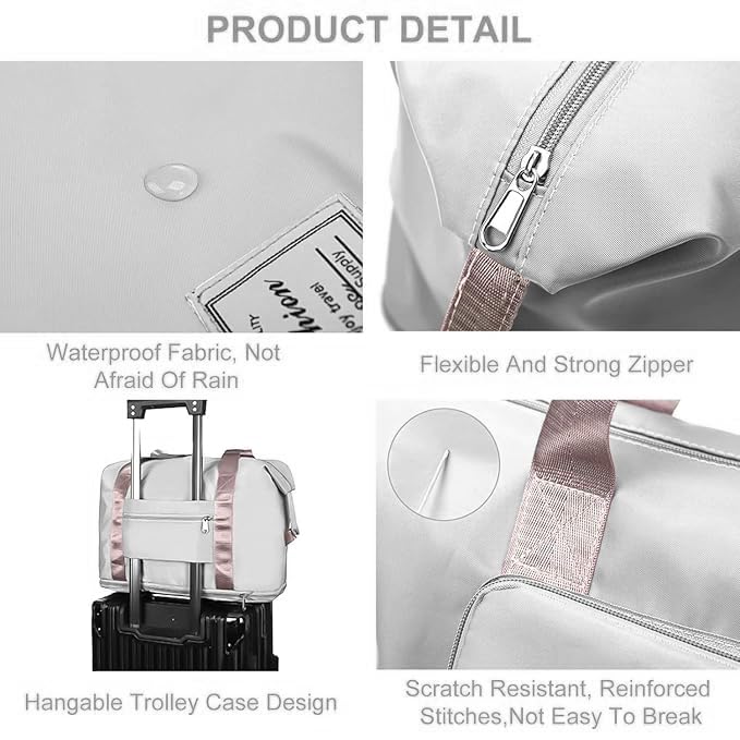 Image of WildHorn Nylon Duffel Bag for Women | Folding Carry-on Expandable Large Capacity DurableLightweight Travel & Gym Duffel with Front Zipper Pocket (Grey)