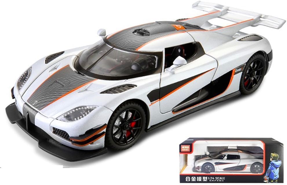EROCK 1/24 Toy Cars Model for Koenigsegg One:1 Die-cast Metal Toy Cars, Alloy Collectible Pull Back Model Car with Sound and Light, Cars Toy Gift for