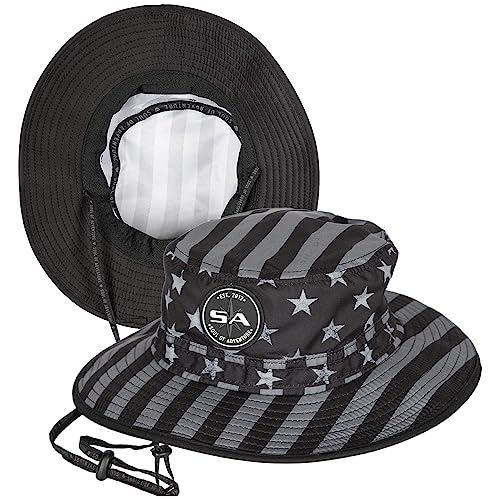 Soul of Adventure Bucket Hat | UV 50+ for Adults | Sun Protection with Adjustable Fit Moisture-Wicking Fabric | Blackout American Flag Print