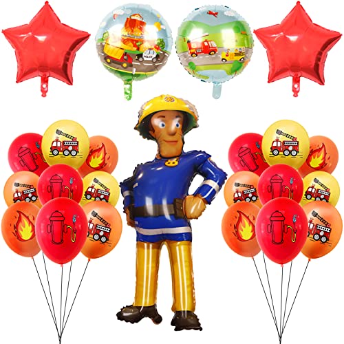 ADLISC Kindergeburtstag Deko Ballons 25 Stück, 20 Latexballon+2 Runde Luftballons aus Aluminiumfolie + 2 Sternenballon+ 1 Großer Figuren Folienballon, Party Kindergeburtstag, Red-2 Cover