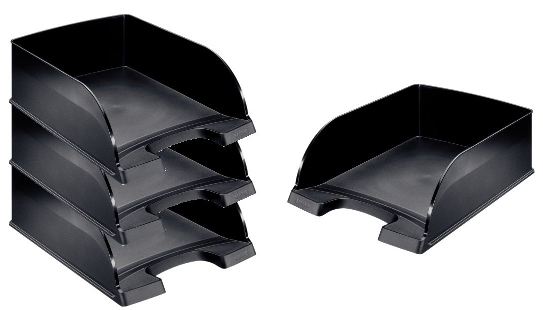 Leitz 52330095 Briefkorb Jumbo Plus, A4, extra hoch, Polystrol (Briefkorb Jumbo Plus, schwarz 4er Set)