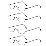 KoKoBin Half Reading Glasses - 4 Pairs Half Rim Metal Frame Glasses Spring Hinge Readers for Men and Women, Gunmetal 2.00