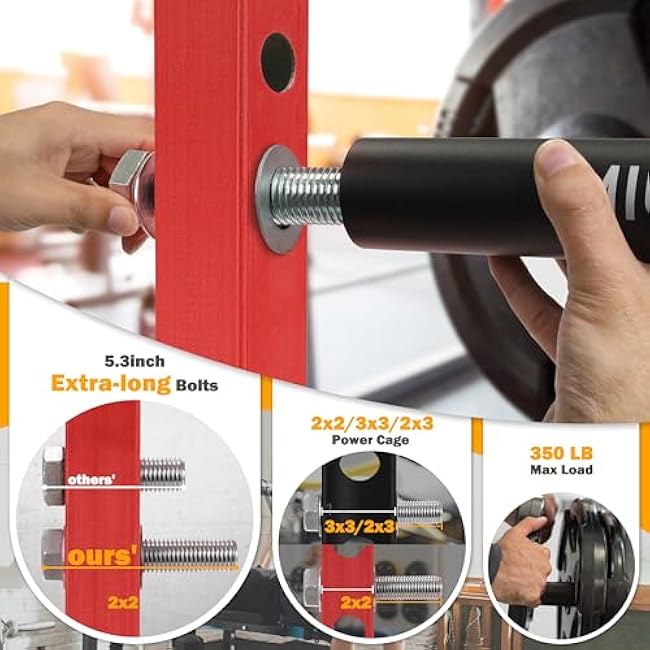 Weight Plate Holder, Power Rack Attachments for Olympic 2-Inch Weight Plate Storage, Fits 2x2, 2x3, 3x3 Power Cages with 1 or 5/8 Holes