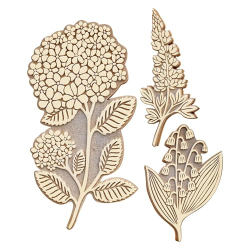 Sellos de madera,Sellos botánicos,Sello de álbum con sellos para plantas de madera - 3 piezas sello floral retro planta, floral para folletos sellos con patrón
