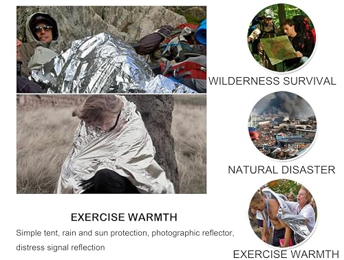 Image of Portable Survival Blanket, Windproof Warmth Outdoor Winterization Emergency Blanket for Camping Hiking Traveling