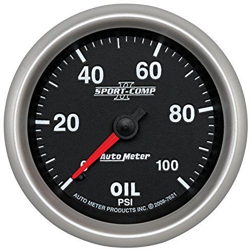 Image of Auto Meter 7621 Sport-Comp II 2-5 /8 inch 0-100 PSI Mechanical Oil Pressure Gauge