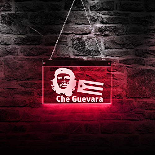 30cm * 19cm Letrero de neón LED personalizado Cuba Rip Guerrilla comunista Raf Che Guevara Hero Control remoto Diseño de color Acrílico Tablero de decoración colgante Regalo del día de la madre Letr