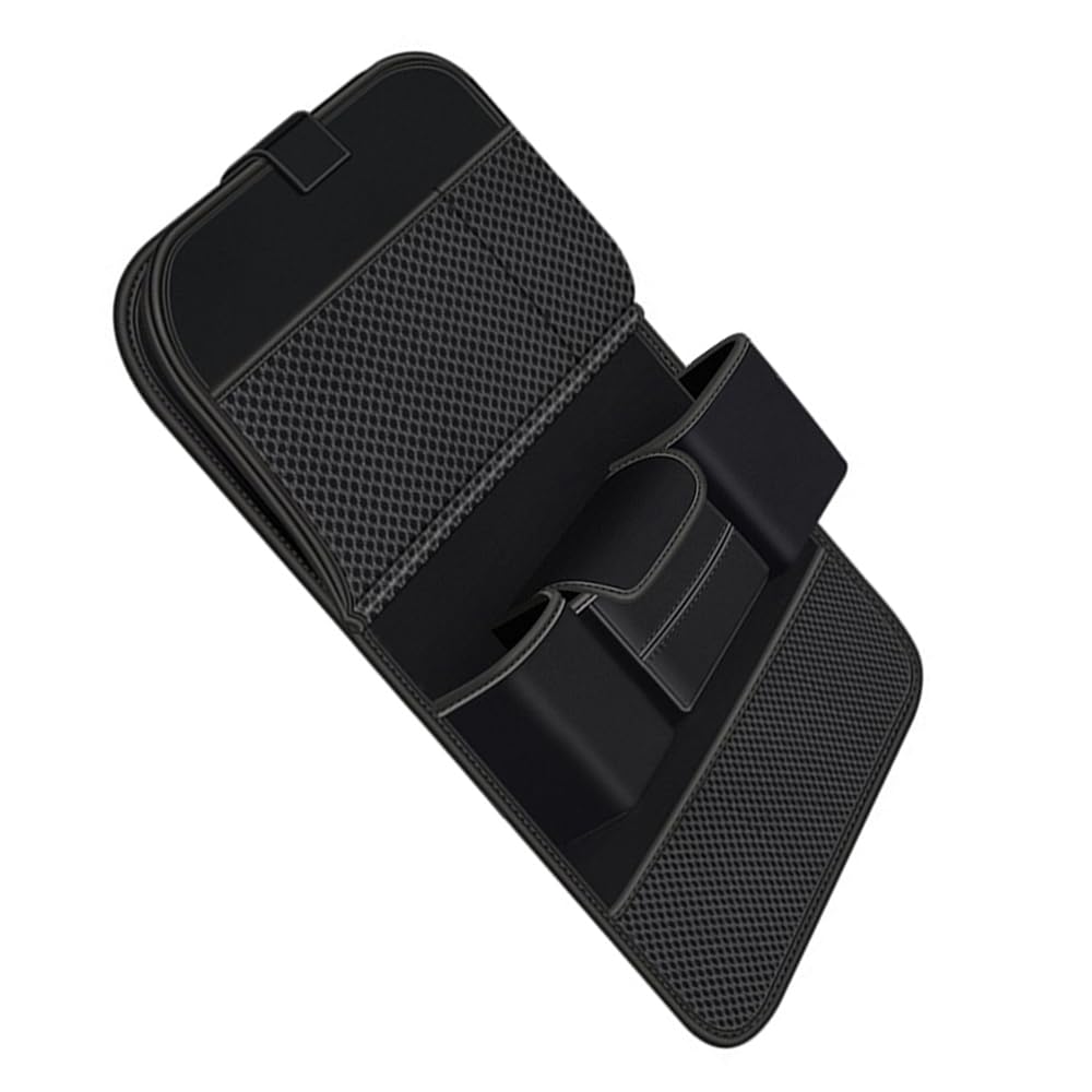 Riloer Storage Holder, 1 PC Car Seat Back Storage Bag, Leather Backseat Organizer with Foldable Tray Compatible with Various Vehicles 25.2 * 17.7 Inch (Black)
