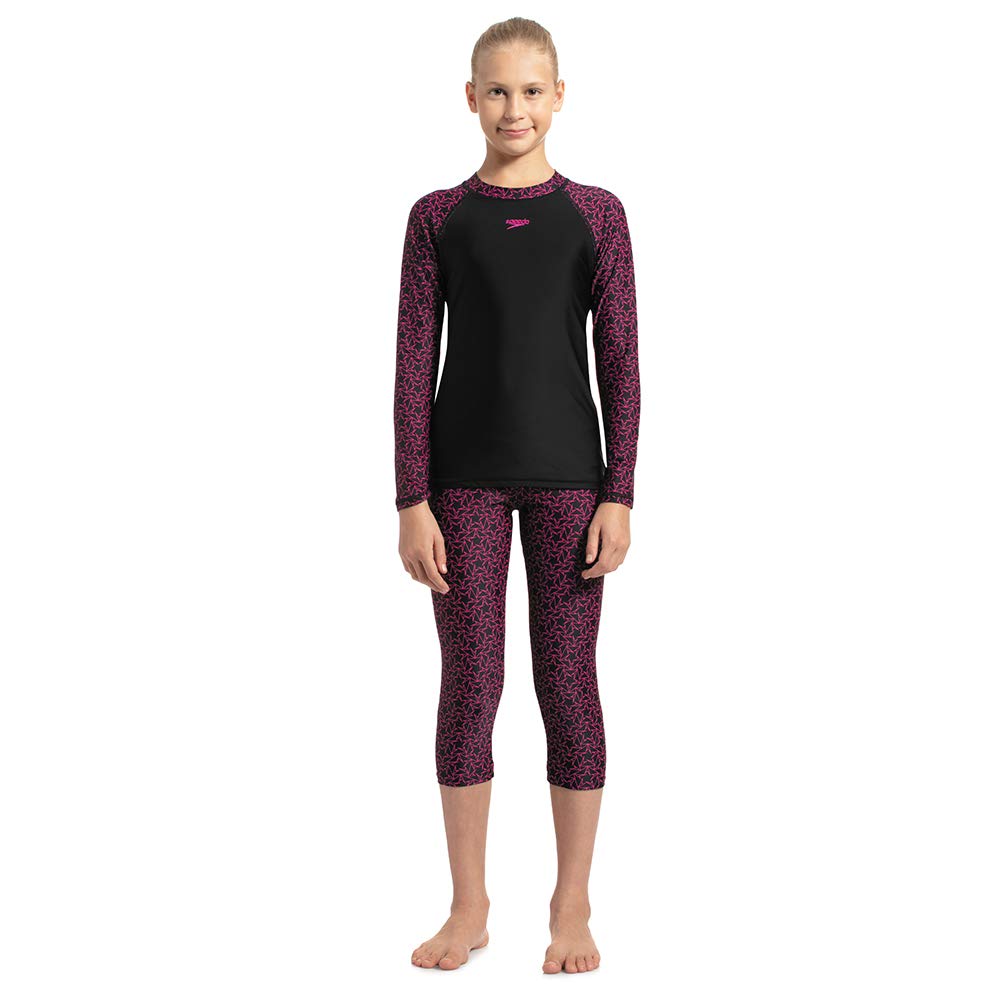 Speedo Girl's Endurance High Chlorine Resistance UPF 40+ Sun Protection Long Sleeve Suntop