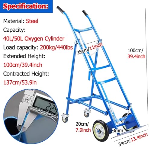 Chariot bouteille d'oxygène robuste avec support en acier de rangement - 3