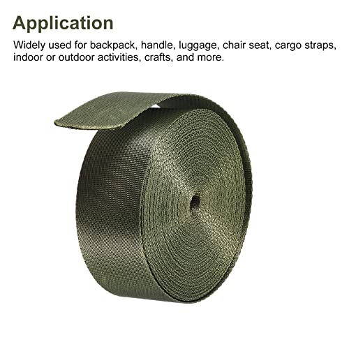 Image of Nylon Webbing Strap, 10 Metres, 1 inch /1.5 inch /2 inch Width, 0.7 mm Thickness (Dark Green, 1.5 inch)
