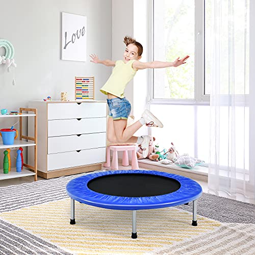 COSTWAY φ97cm Mini Trampolin, Fitness Trampolin faltbar, Kindertrampolin bis 150kg belastbar, Gartentrampolin, Indoor… – Bild 3